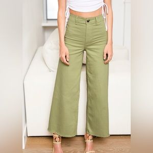 BILLABONG Free Fall Light Green High Rise Wide-Leg Denim Jeans